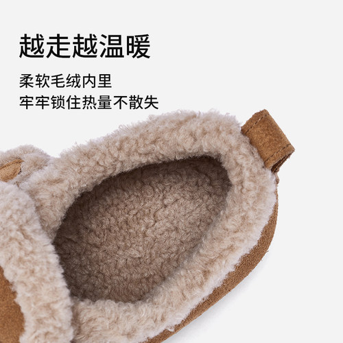 热风加绒勃肯鞋女款2025年冬季新款复古百搭棉鞋魔术贴休闲女鞋子 - 图1