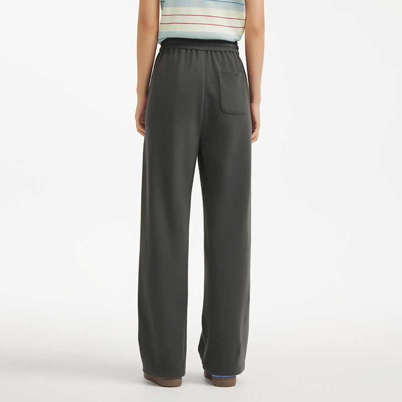 热风女士直筒卫裤宽松休闲长裤2025年秋季新款松紧腰舒适通勤长裤 - 图0