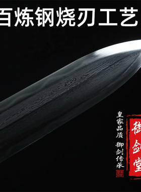 御剑堂宝剑龙泉传统手工锻造折叠百炼钢秦剑双手剑全铜装具未开刃