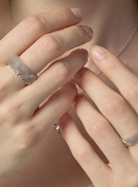 鸢尾花满圈戒指女开口复古轻奢