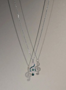 超闪镶钻音符项链女小众精致