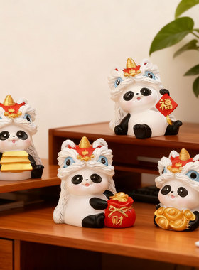 可爱招财猫公仔熊猫桌面摆件