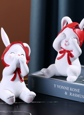 可爱精灵兔子玄关鞋柜装饰摆件