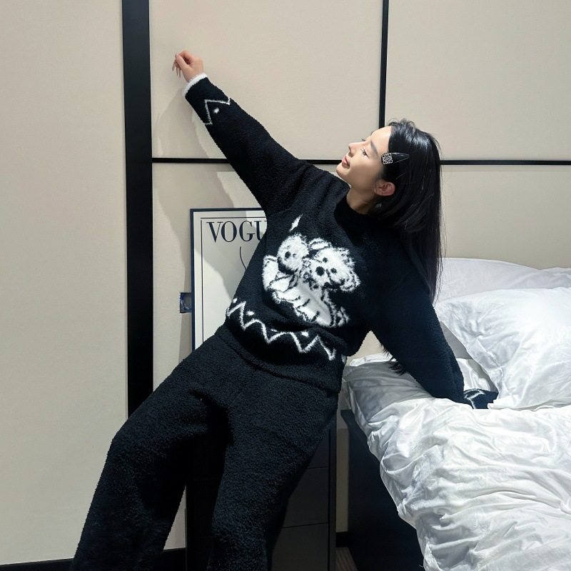 秋冬半边绒睡衣可爱卡通小狗印花宽松舒适家居服,淘宝优惠券,粉丝福利购,淘宝优惠卷