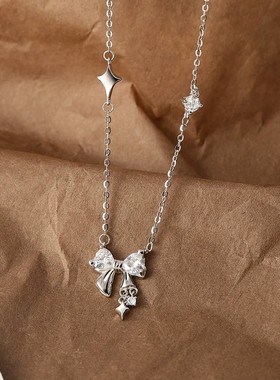 澜七蝴蝶结项链925纯银