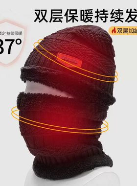 男士秋冬加绒保暖针织毛线帽