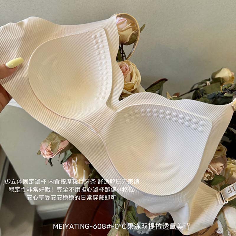 夏季冰爽果冻无痕提拉美背内衣无钢圈收副乳可调节文胸舒适透气 - 图3