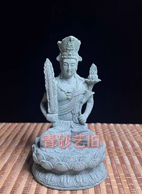 汉白玉四大天王菩萨佛像摆件坐狮文殊普贤观音菩萨家居装饰工艺品