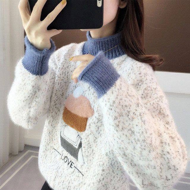 大童女孩水貂绒毛衣12秋冬装13初中学生15岁宽松半高领针织打底衫,淘宝优惠券,粉丝福利购,淘宝优惠卷