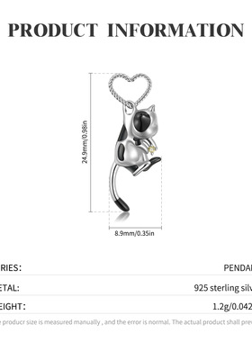 可爱立体奶牛猫S925纯银项链女生可爱森林风动物项饰厂家现货