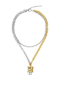 趣味可爱海绵宝宝拼色双层项链卡通动漫周边颈链百搭二次元卫衣链