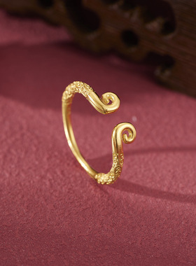 纯银悟空如意金箍圈开口可调节戒指大圣同款紧箍咒搭配指环