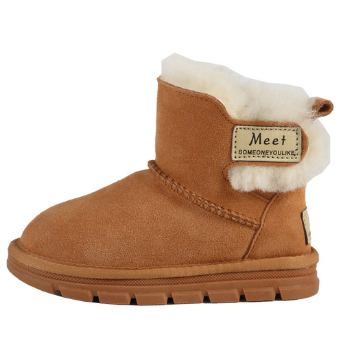 MEET儿童雪地靴皮毛一体童靴冬季加厚宝宝棉鞋透气羊毛防滑小童鞋 - 图3