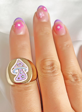 欧美时尚戒指饰品金属彩色滴油