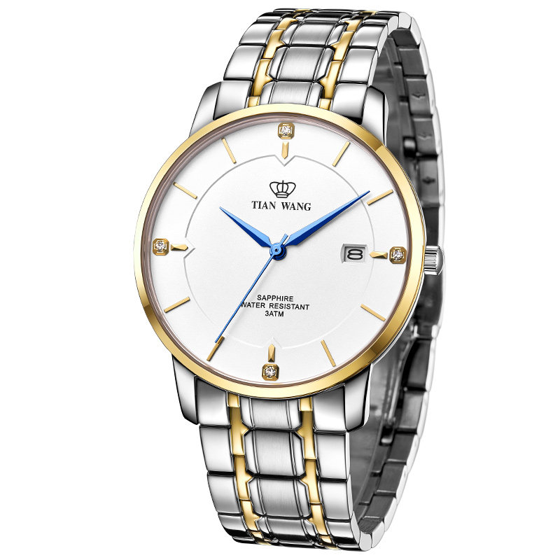 【全国专柜直发】天王表正品石英表钢带休闲腕表手表情侣腕表3947