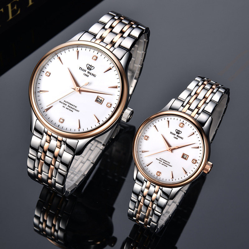 天王表正品机械情侣防水休闲一对表 天王壹寸金国产腕表