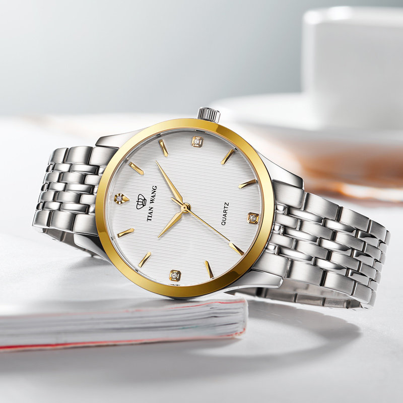 正品防水钢带商务休闲情侣天王表 天王壹寸金国产腕表