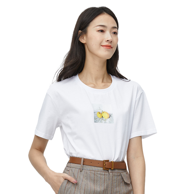 伊芙丽2020春夏新款圆领短袖t恤 伊芙丽折扣企业店T恤