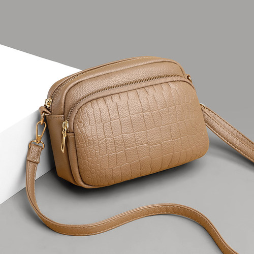 网红小包包女2025流行新款潮韩版百搭单肩斜挎包鳄鱼纹时尚小方包 - 图0