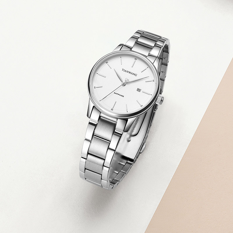 天王女士简约皮带休闲钢带石英表 天王半小时国产腕表