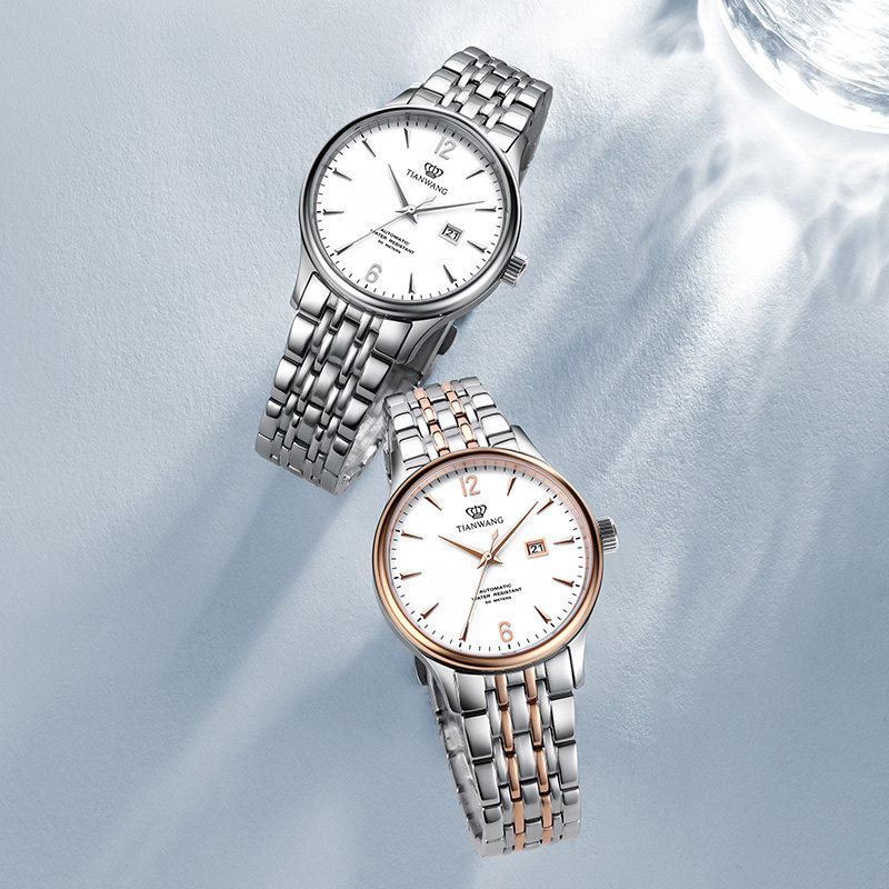 天王表官方钢带女表时尚女士手表男士机械表定制刻字生日礼物5845