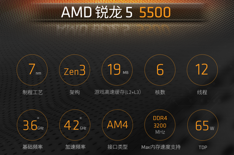 AMD锐龙 R5 5500散片3500X 3600 4500搭A520华硕B550 CPU主板套装-图0