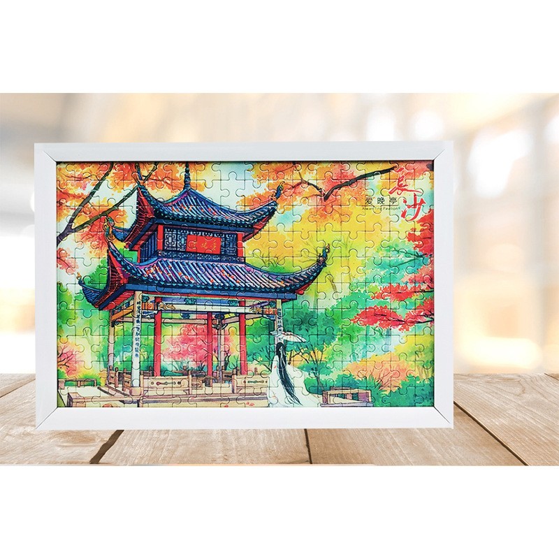 长沙爱晚亭手绘风景拼图创意旅游纪念品特色景点中国城市文创礼品