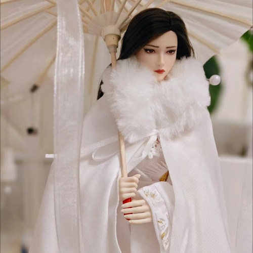 古风汉服毛领披风斗篷1/6分古代兵人素体配件bjd特体娃娃ob27娃衣 - 图0