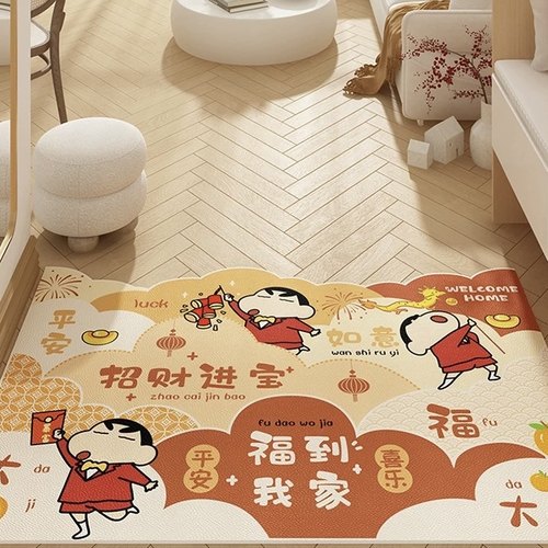 新年喜庆皮革入户门地垫进门脚垫家用门口耐脏免洗可擦玄关防滑垫 - 图0