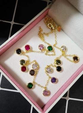 欧美风饰品锆石拼色不规则项链