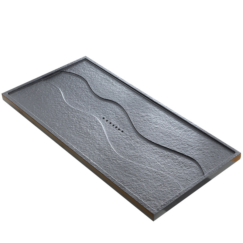 天然乌金石茶盘排水家用简约现代客厅石盘石头单盘整块石茶台拖盘 - 图3