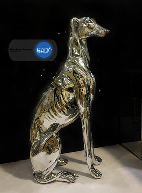 出口欧美现代别墅客厅电镀意大利灵缇格力猎犬坐式落地品质摆件