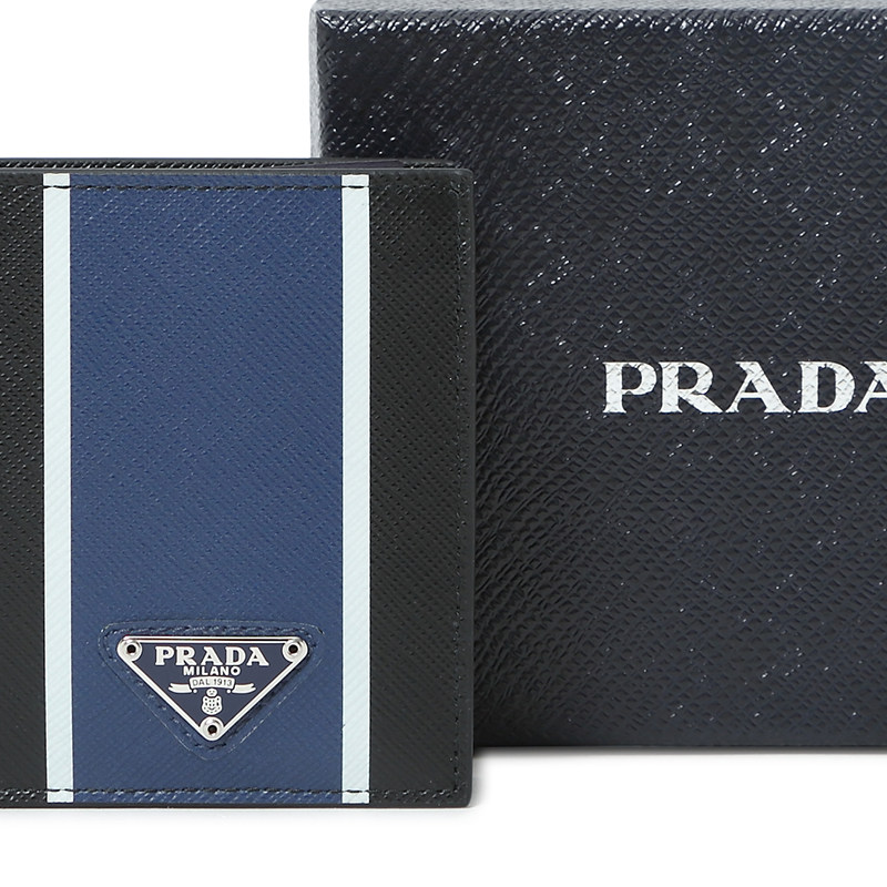 prada /普拉达小牛皮条纹印花钱包 邦琦国际钱包