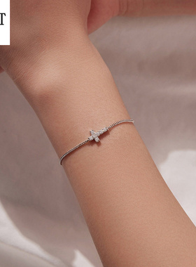 新款s925纯银十字架莫桑石手链欧