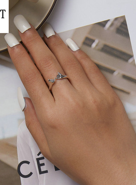 原创手拉手戒指手链套装 情人节礼物925银指环首饰现货小众高级感