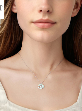 原创小清新绿色小雏菊项链女百搭