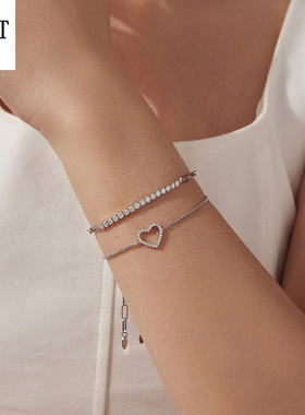 新款爱心莫桑石手链送女友礼物简