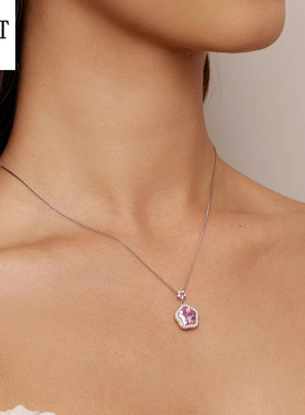 银姿韵925银粉色小花首饰套装