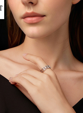 原创四叶草花藤幸运莫桑石戒指奢