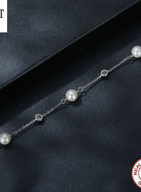 【送证书】新款贝珠海之韵莫桑石跨境优雅魅力s925纯银圆钻细手链