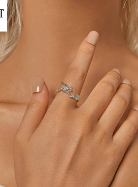 原创s925纯银海洋生物海螺开口戒指 浪漫夏日休闲风海浪高端手饰