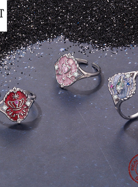 原创s925纯银塔罗牌开口戒指个性