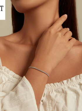 跨境s925纯银精致锆石方钻手链 高级感设计优雅大气百搭满钻手链