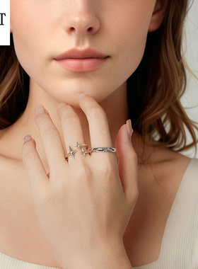 原创闪耀星光开口戒指s925纯银梦