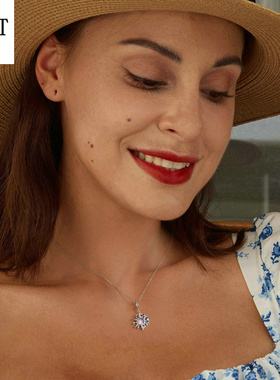 原创复古日月diy吊坠项链 欧美珠宝s925纯银锁骨链个性配饰饰品女