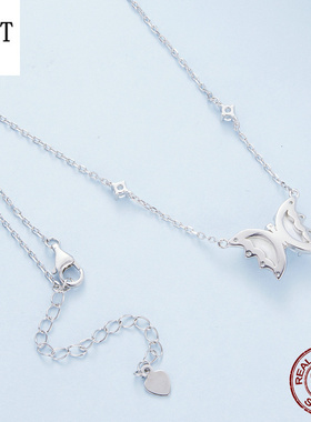 原创爆款幻彩蝴蝶项链女士 梦幻仙女风树脂s925纯银锁骨链配饰女