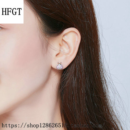 HFGT热销新款原创可爱七星瓢虫925纯银耳环女士镀白金925纯银耳钉 - 图2