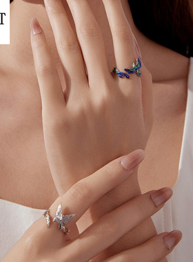 银姿韵原创灵动凤凰开口戒指s925