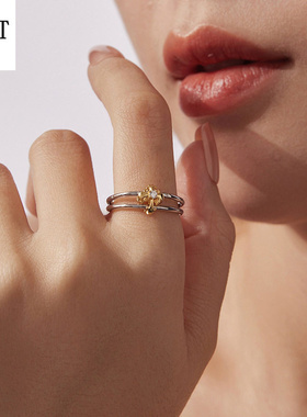 S925纯银鸢尾花双圈戒指