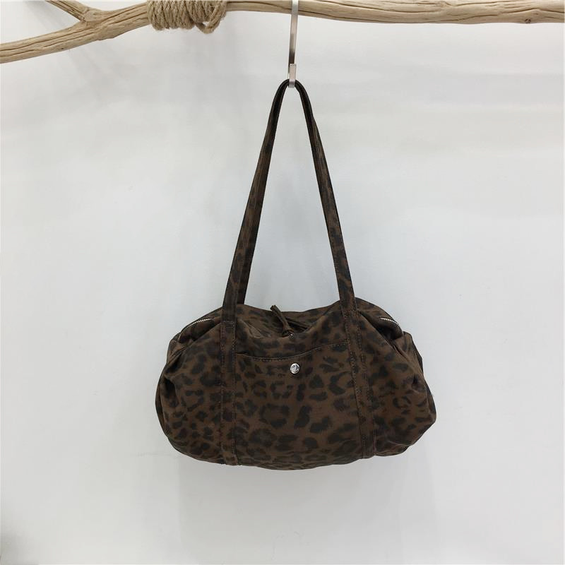 Small dirty cabinet South Korea Dongdaemun new leopard print canvas bag casual and versatile commuter portable shoulder tote bag